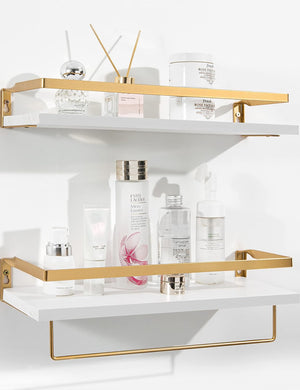 Floating Shelves White Hanging Shelves Wall Shelf for Toilet Bathroom Kitchen, Set of 2
