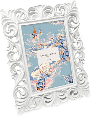 4x6 White Vintage Inspired Resin Scroll Design Picture Frame with Thin Border Gift