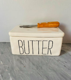 Bistro Butter Dish and Spreader Set, Assembled 3" x 6" x 4", 5", White