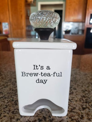 Ceramic Tea Bag Caddy, White