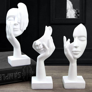 3 Pcs Thinker Statue Modern Home Resin Sculptures Decorations
