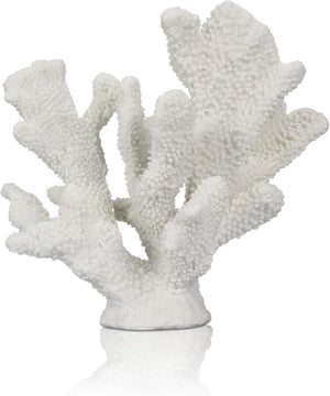 Faux Artificial White Coral Statue, Nautical Decor for Beach Theme, 8.2 inches