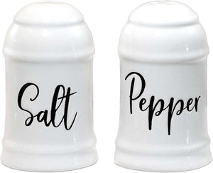 Farmhouse Kitchen Decor Ceramic Salt Shaker, White Salt and Pepper Shaker Set Holder Table Decor