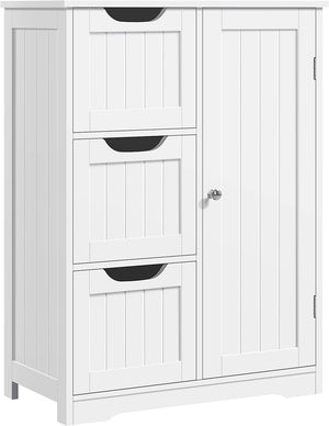 Bathroom Freestanding Cabinet with 3 Large Drawers & Adjustable Shelf, 12 x 24 x 32 Inches, White