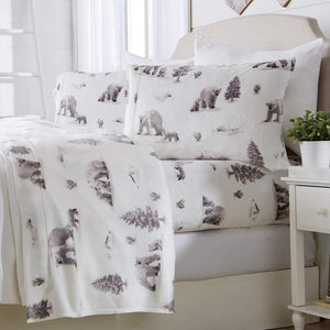 Micro Fleece Extra Soft Cozy Velvet Plush Printed Sheet Set. Deluxe Bed Sheets with Deep Pockets (Full, Polar Bears)