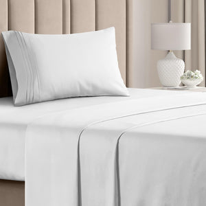 Hotel Luxury Bed Sheets - Extra Soft - Deep Pockets - Easy Fit - 3 Piece Set, Twin Size, White
