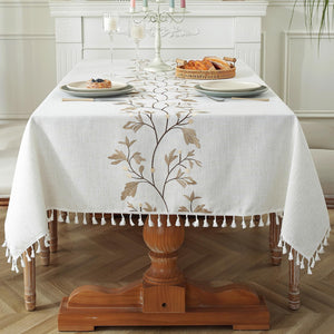 Rectangle Table Cloth Wrinkle Free Tablecloth Farmhouse Kitchen Decor (55''x86''/6-8 Seats/Brown Vine)