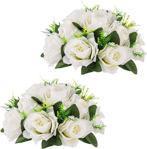 2 Pcs Artificial Flower Ball Arrangement Bouquet, Fake Flowers Rose Balls for Weddings, Birthday Party