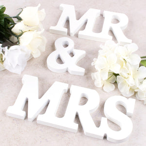 White Wooden Mr and Mrs Signs Wedding Present for Party Table Top Dinner Decoration