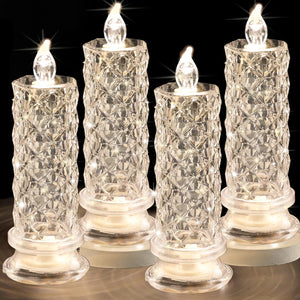 4PCS Romantic Battery Operated Candles Led Pillar Candles for Valentine's Day Romantic Wedding Decorations(White, D 2.5" x H 7.2")