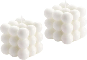2 Pack White Bubble Candles Set, Strong Scented Cube Funny Aesthetic Candle