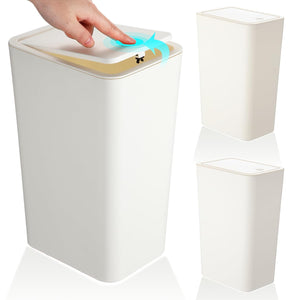 3 Pack Bathroom Small Trash Can with Lid,10L / 2.6 Gallon Slim Garbage Bin Wastebasket