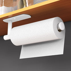 Adhesive Paper Towel Holder Under Cabinet Wall Mount for Kitchen Paper Towel, White