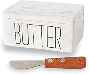 Bistro Butter Dish and Spreader Set, Assembled 3" x 6" x 4", 5", White