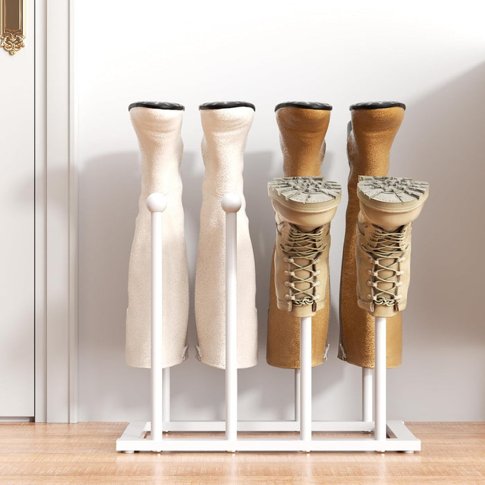White Metal Boot Rack, Shoe Organizer for Dorm Room, Closet, Entryway, Bedroom, Fit for 4 Pairs