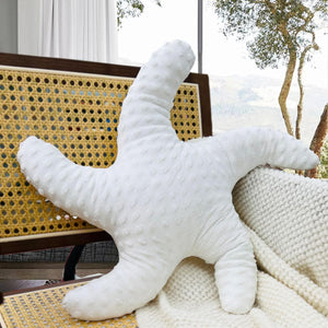 White Starfish Shaped Pillow, Starfish Decorative Velvet Pillow Ocean Series Cushion, 20 X 20 Inch