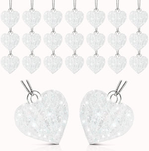 21 Pieces Valentine's Day Glass Heart Ornaments Clear Heart Hanging Glass Decorations
