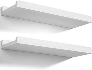 Floating Shelves Wall Mounted Set of 2, 17 Inch Rustic Wood, White