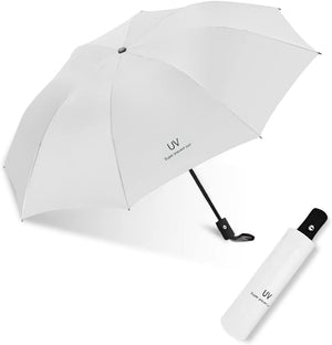 Automatic Umbrella, Windproof Travel Umbrella for Rain, Auto Open Close Compact Folding Umbrella, White