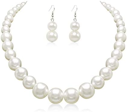 Pearl Choker Necklace for Women Faux Pearl Beads Set