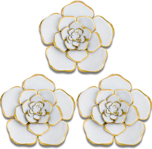 3 Pieces Large Wall Metal Flowers Multiple Layer Home Decoration for Indoor Outdoor Home Garden