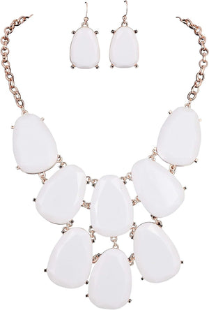 Chunky Bubble Statement Collar Necklace with Earrings for Women