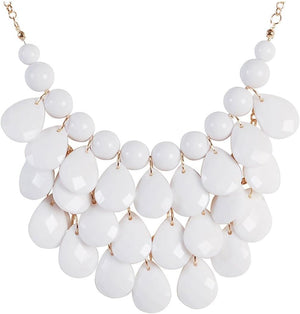 Jane Stone Fashion Floating Bubble Necklace Teardrop Bib Collar Statement Jewelry for Women