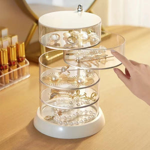 Clear Rotable Box, 5-Layer Jewelry Storage Box With Lid for Hair Accessories & Beauty Supplies Earrings Necklaces Bracelets