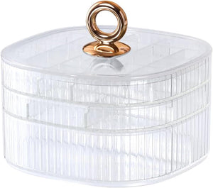 3-Layer Acrylic Jewelry Organizer with Handle Storage Holder (Clear)