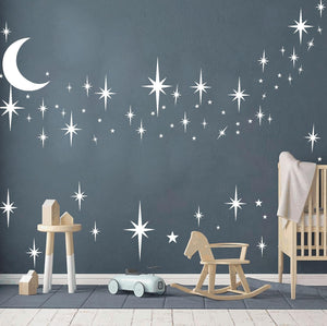 Stars and Moon Wall Decal Star Decals for Walls Nursery Home Decor