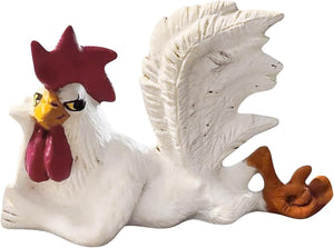 White Rooster Statue with Enchanting Posture & Long Eyelashes Table Art Sculpture Funny Resin Figurine Decoration