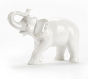 Ceramic Elephant Figurine, White (Large)