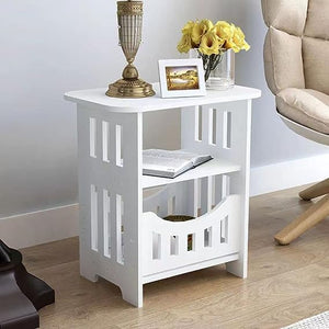 End Table, Cute Nightstands Small Tables for Small Spaces, White