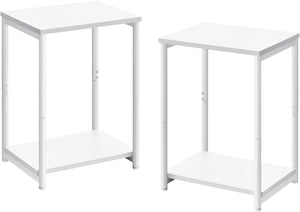 Set of 2 Small End Table, Nightstand for Living Room, Bedroom, White, 11.8" x 15.2" x 19.7"