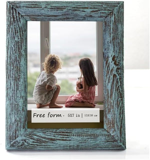 5x7 Picture Frames, Solid Wood Frame with HD Glass, Farmhouse Distressed Rustic Natural Weathered Wood Grain