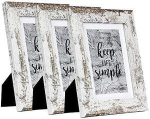 Rustic White 5x7 Picture Frames Wide Molding 3P in 1 set