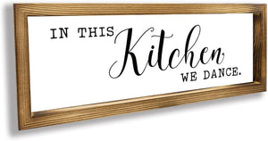 Funny Farmhouse Kitchen Sign Wall Decor (16 X 6 inch, White- Kitchen-01)