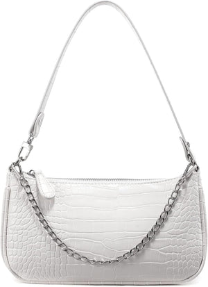 Small Purse for Women, Retro Classic Tote HandBag Shoulder Bags Clutch Purse, White