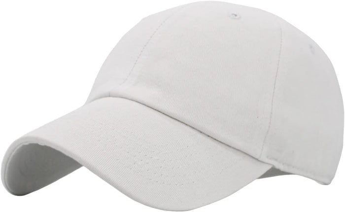 Classic Trucker Low Profile Hat Men Women Baseball Cap Dad Hat Adjustable Unconstructed Plain Cap, White Classic