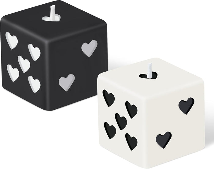 2Pcs Black White Heart Dice Candle Set Danish Pastel Room Decor Aesthetic Pine Fragrance Natural Soy Wax Handmade