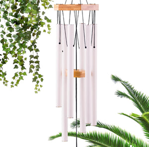 29" Cottage White Wind Chimes for Outside Decorations