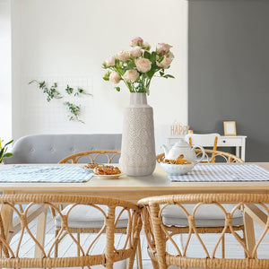 10-Inch Flower White Vase Modern for Home Decor, Boho Decorative Vases for Pampas Grass