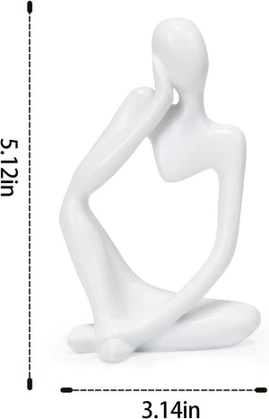 Resin Statue Thinker Style Decoration Abstract Sculptures Collectible Figurines, White Left