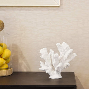 Faux Artificial White Coral Statue, Nautical Decor for Beach Theme, 8.2 inches