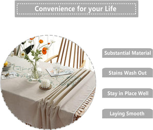 Farmhouse Tablecloth Linen Spring Tablecloth for Picnic, Party, Outdoor Table (55''x102''/8-10 Seats/Green Vine)