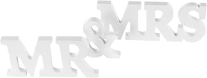 White Wooden Mr and Mrs Signs Wedding Present for Party Table Top Dinner Decoration