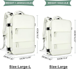 Large Travel Backpack For Women Men,Carry On Backpack  Casual Daypack Travel Essentials（Crescent White）