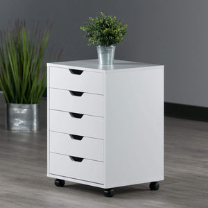 5-Drawer Composite Wood Cabinet, White