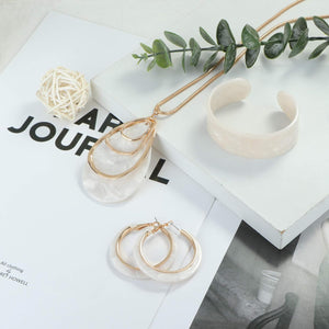 Acrylic Jewelry Set for Women Statement Boho Resin Earrings Necklace Bracelet