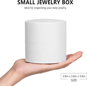 Small Jewelry Storage Box Earring Holder for Women, 5-Layer Rotating Travel Jewelry Tray, White